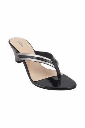 fabric slip on womens casual open toes sandals - black