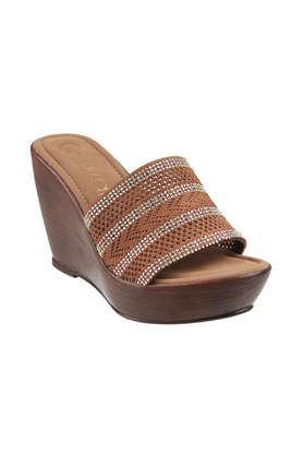 fabric slipon womens casual sandals - bronze