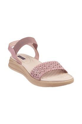 fabric slipon womens casual sandals - coral