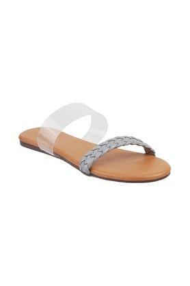 fabric slipon womens casual sandals - grey