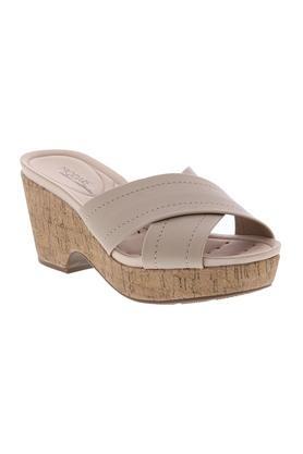 fabric slipon womens casual sandals - natural