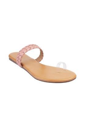 fabric slipon womens casual sandals - peach