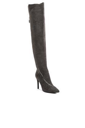 fabric zipper women casual wear boots - grey