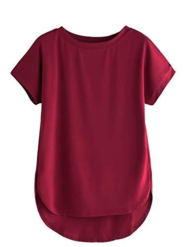 fabricorn combo of plain color stylish up and down cotton tshirt for women, short sleeve, round neck (maroon)
