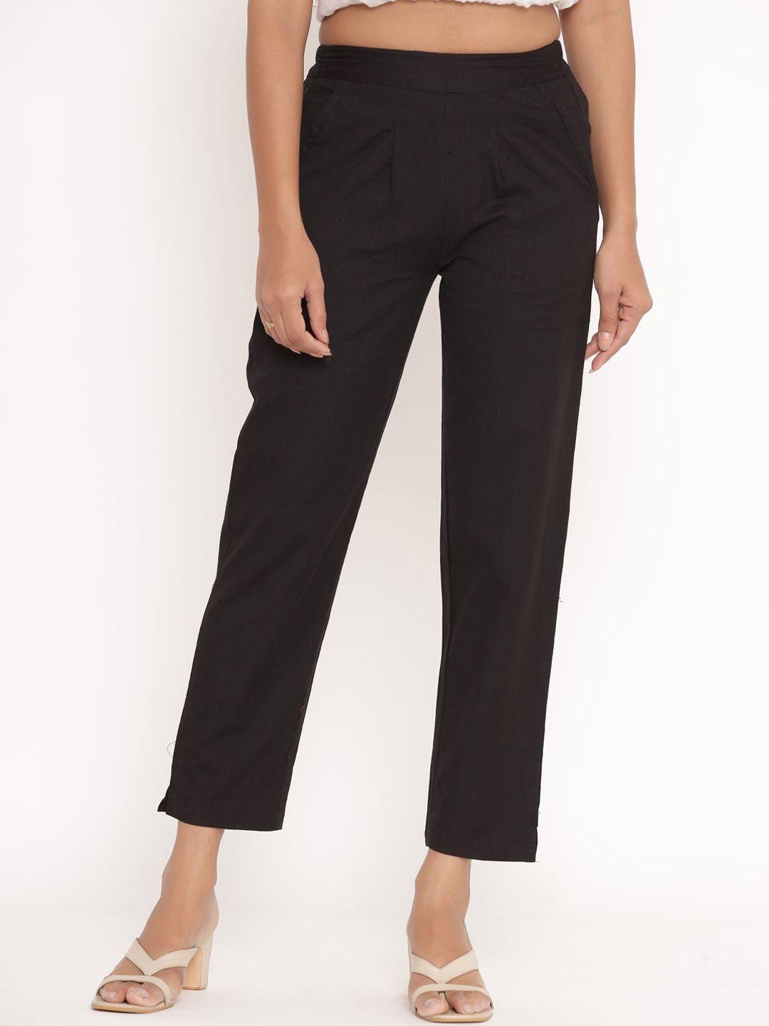 fabriko women black pleated trousers