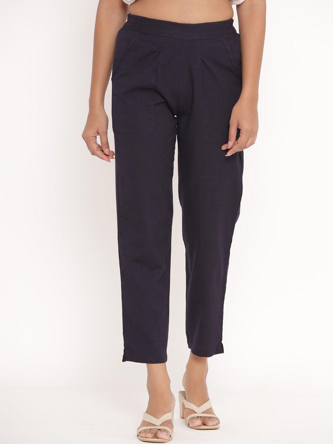 fabriko women blue pleated trousers