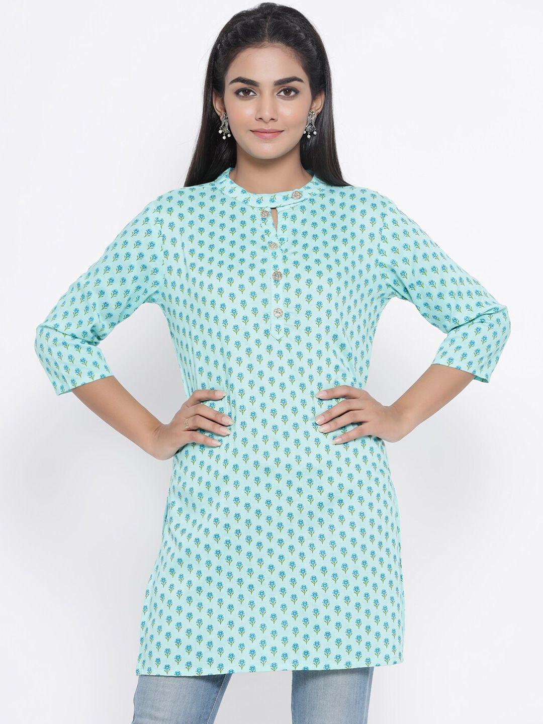 fabriko women blue printed printed kurti