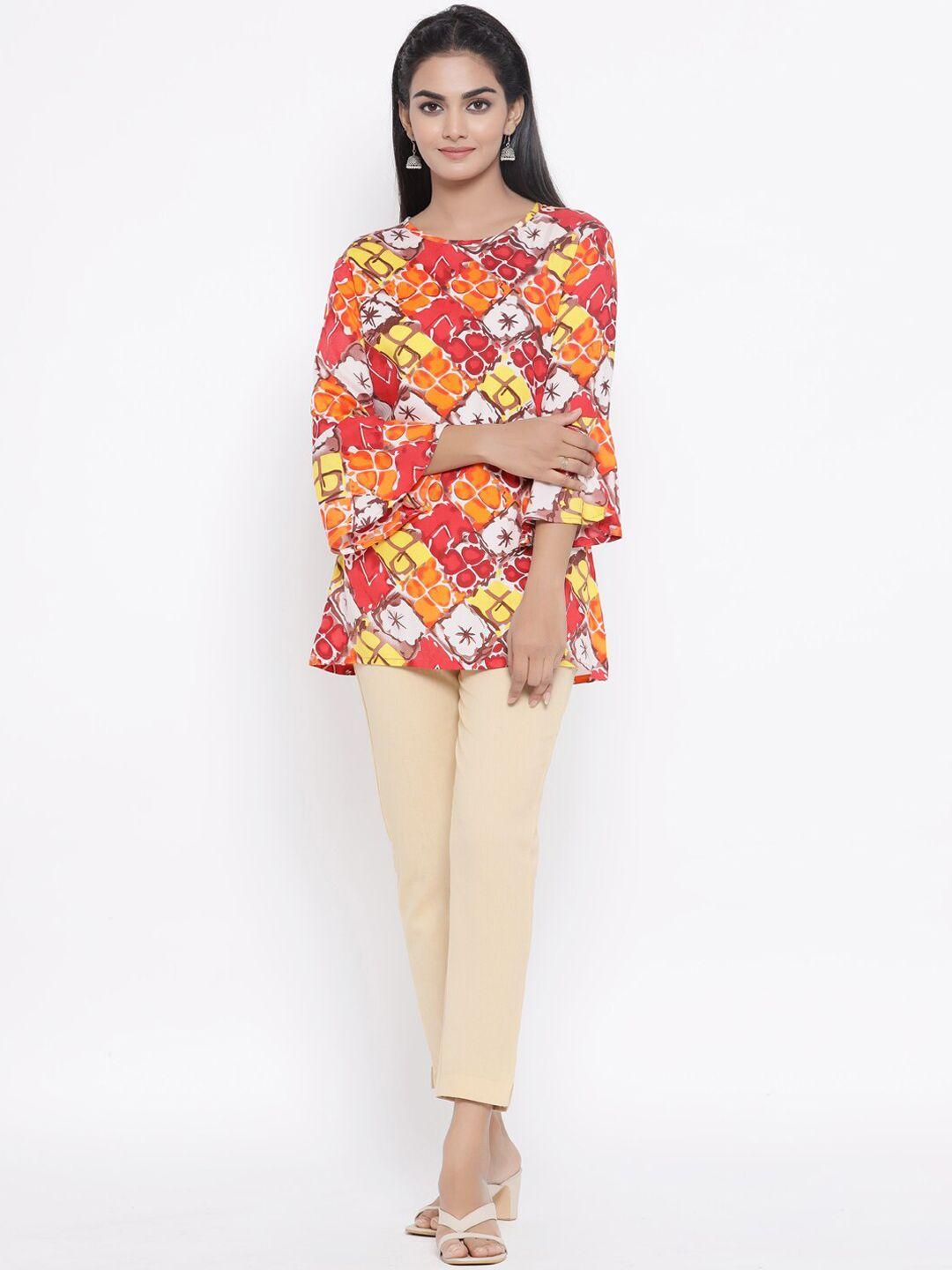 fabriko women multicoloured printed top with trousers