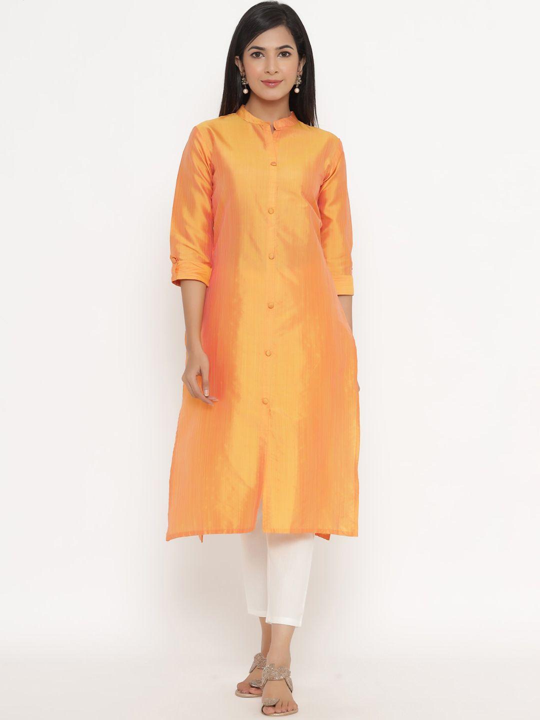 fabriko women orange kurta