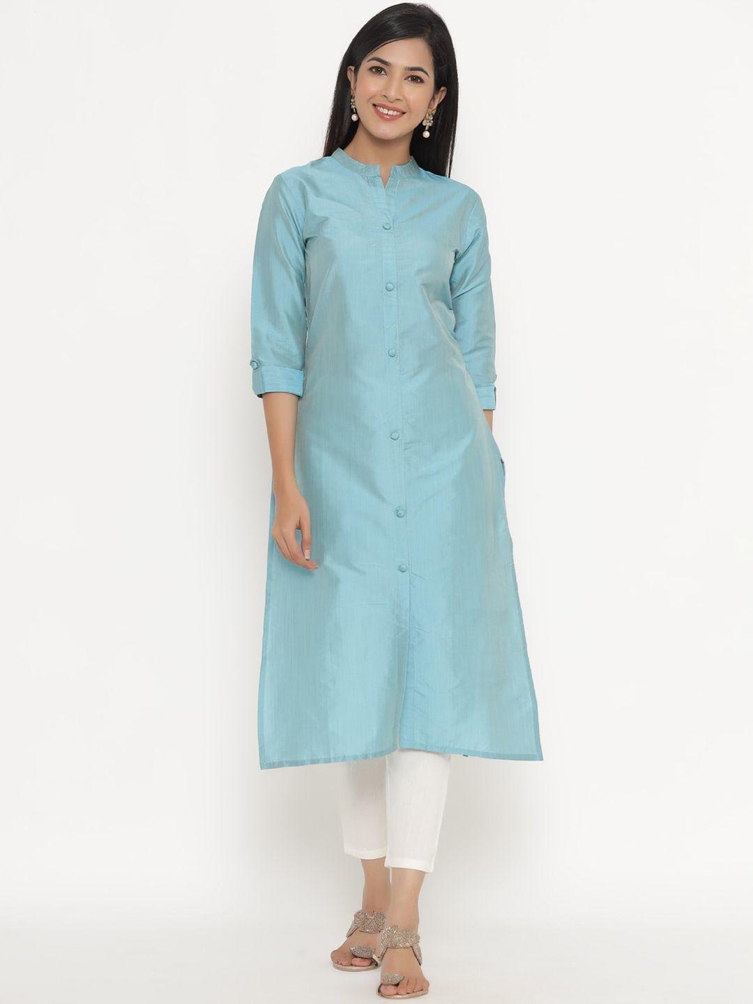 fabriko women turquoise blue kurta