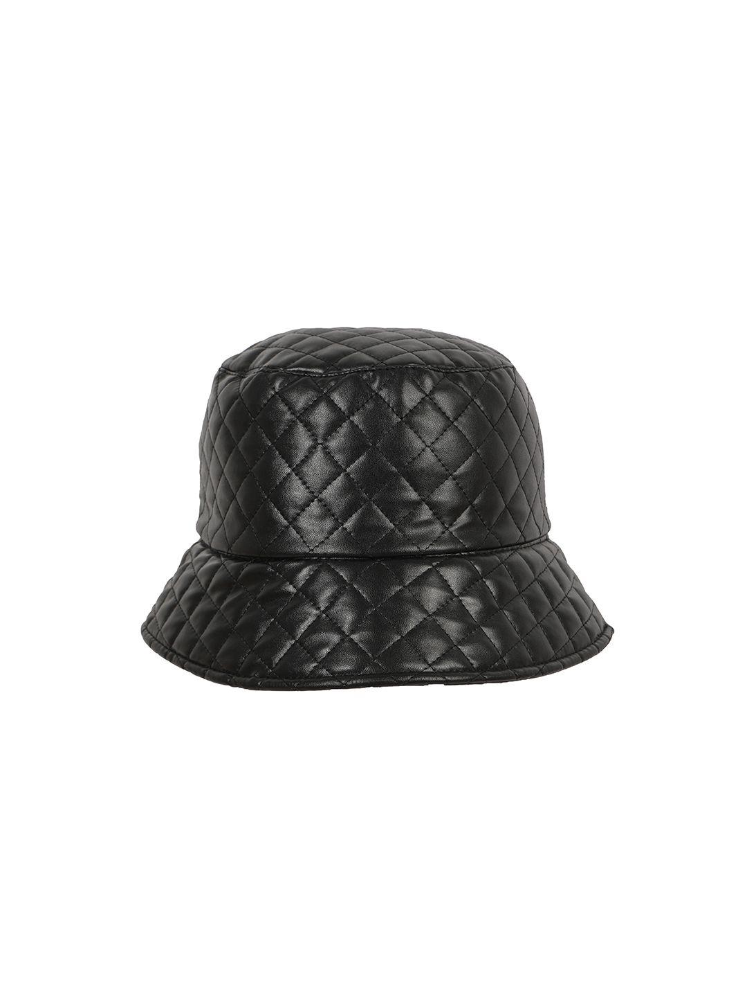 fabseasons adults black solid textured bucket hat