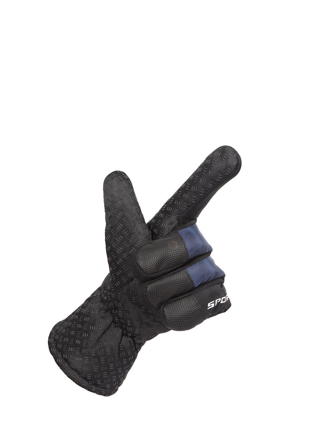 fabseasons blue printed warm winter gloves