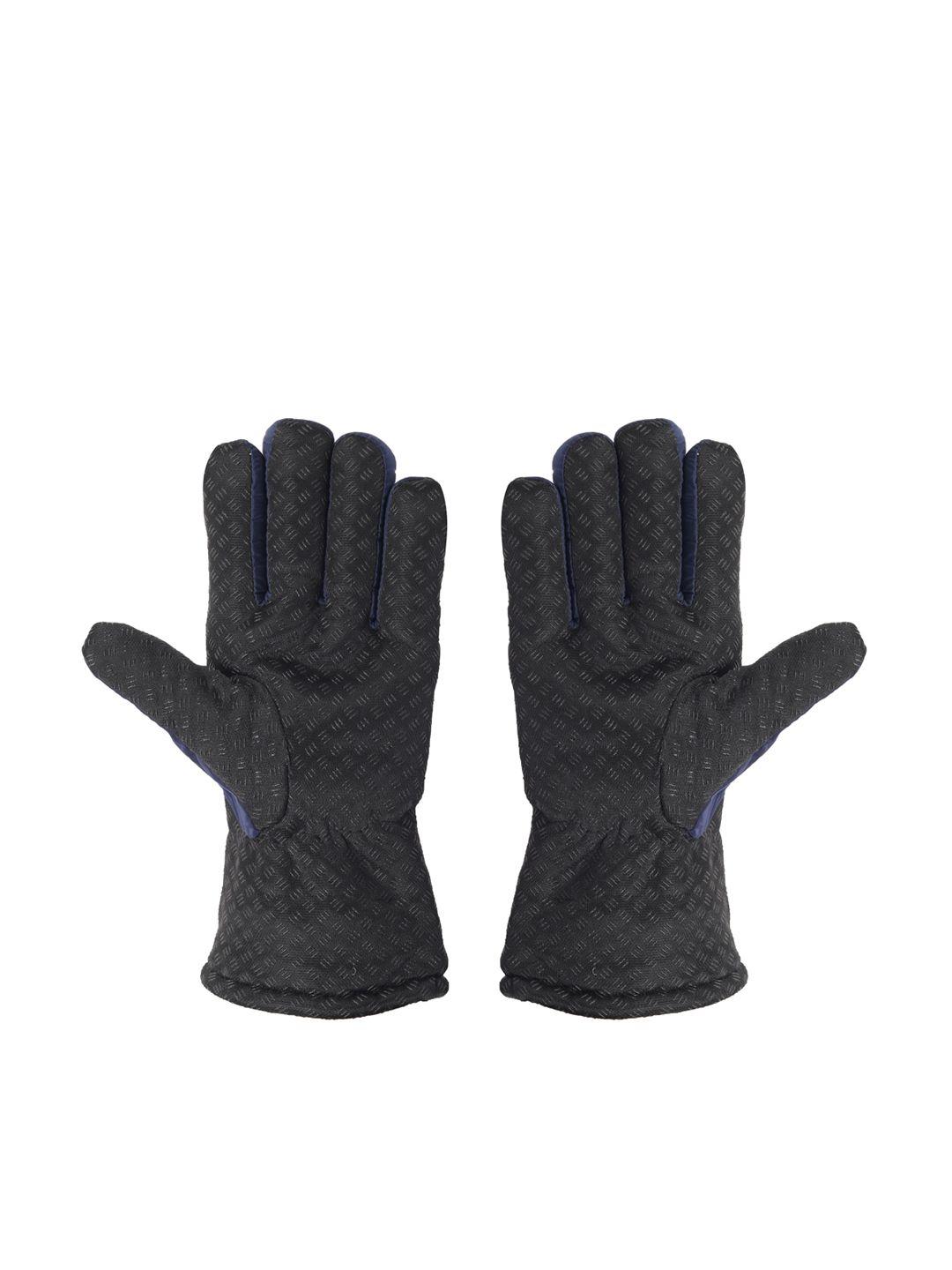 fabseasons dark blue solid faux fur thermal lining winter gloves