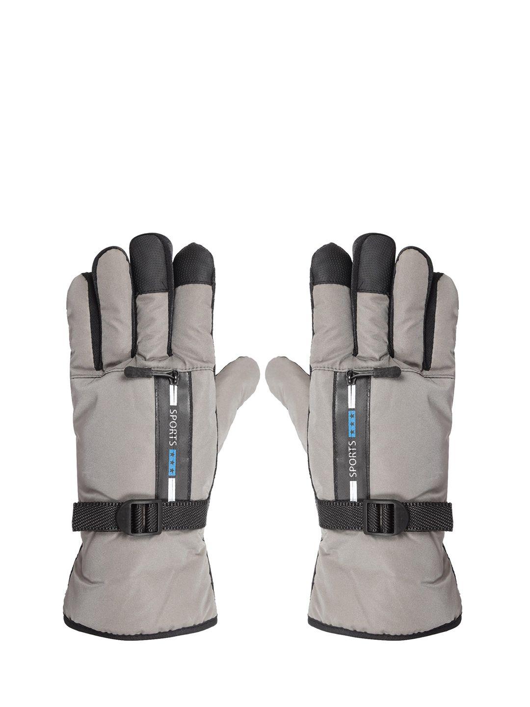 fabseasons grey colourblocked winter gloves