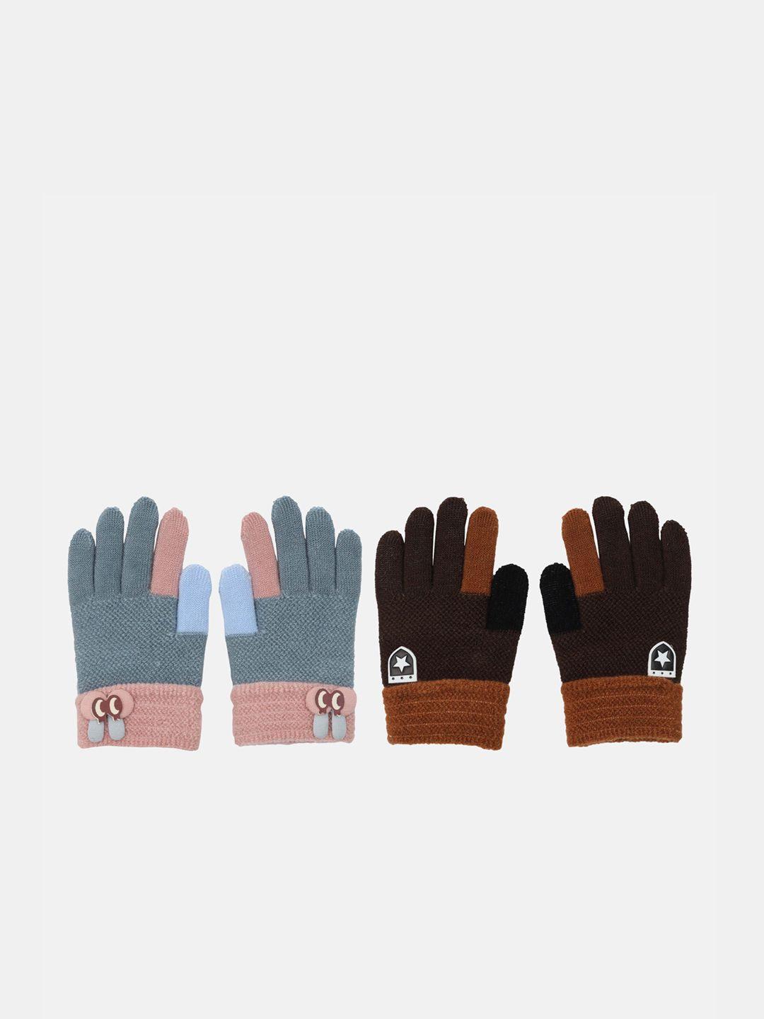 fabseasons kids pack of 2 colourblocked winter gloves