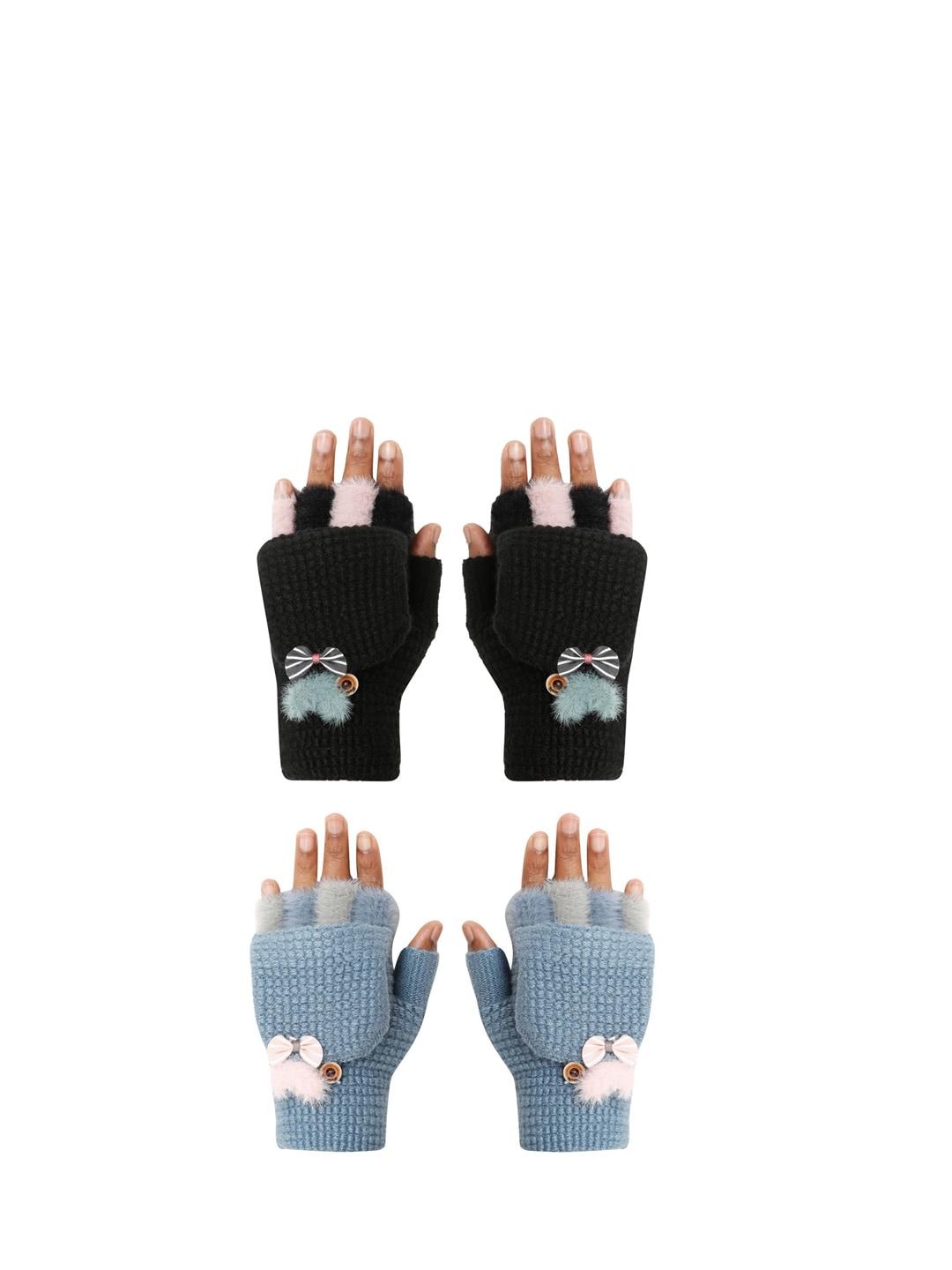 fabseasons kids pack of 2 self-design winter gloves