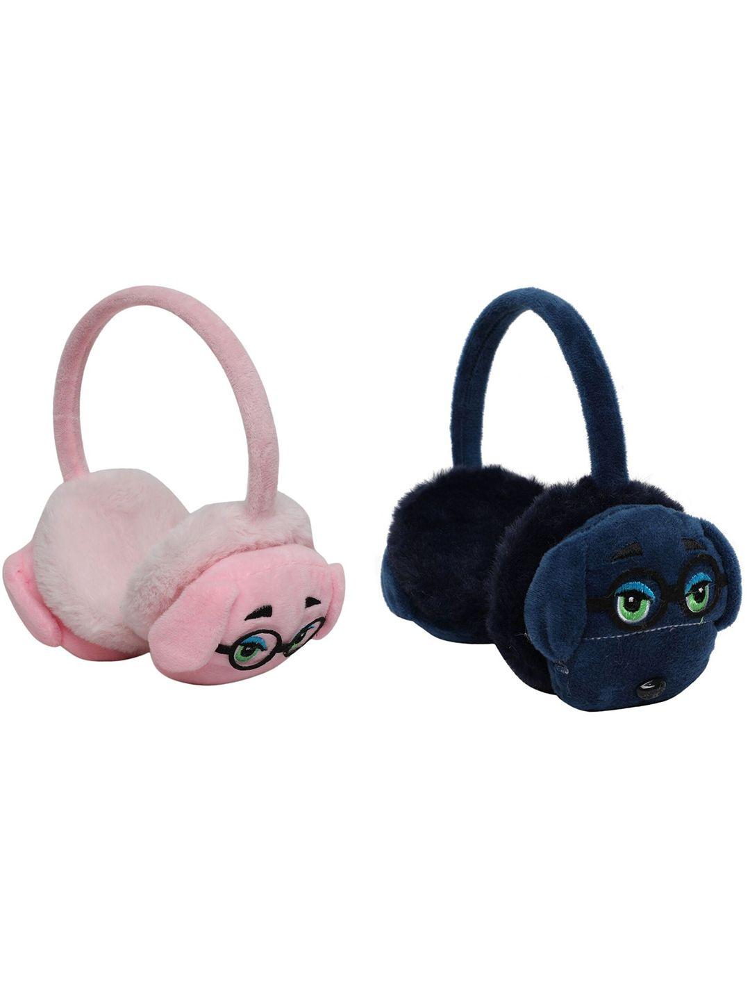 fabseasons unisex kids pink & blue set of 2 fur hair accessory set