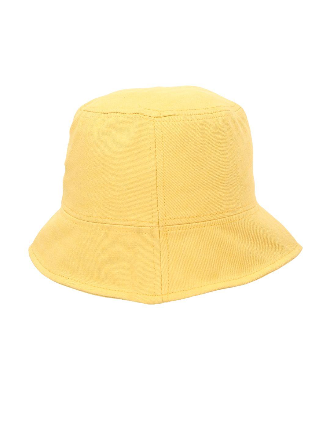 fabseasons yellow solid cotton bucket hat