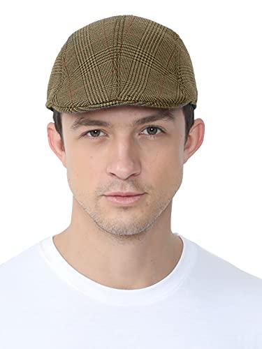 fabseasons checkered casual golf flat caps & hats for mens brown