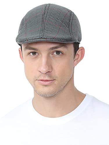 fabseasons checkered casual golf flat cotton caps & hats for mens dark grey, free size