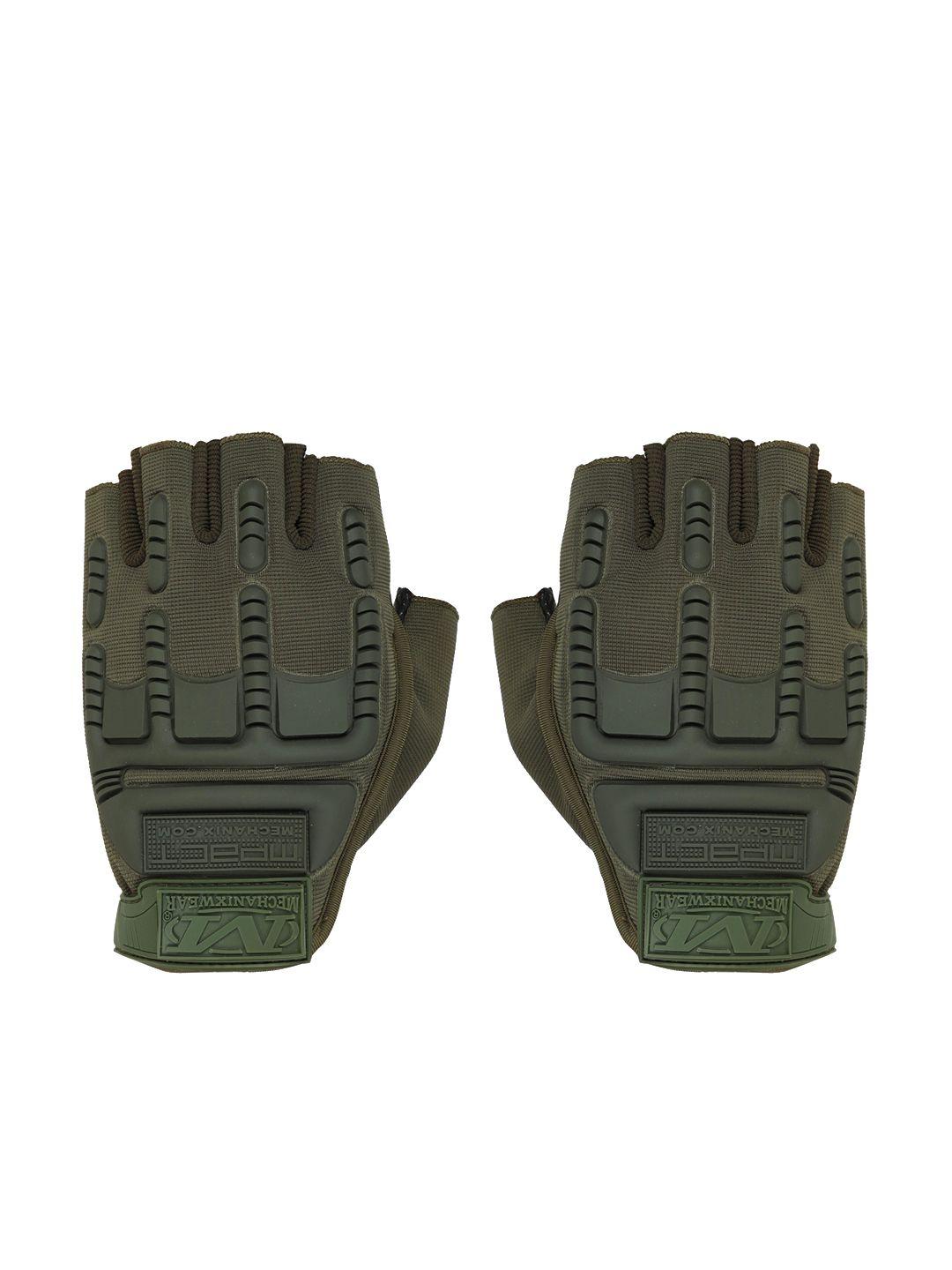 fabseasons green solid half finger anti-slip gloves