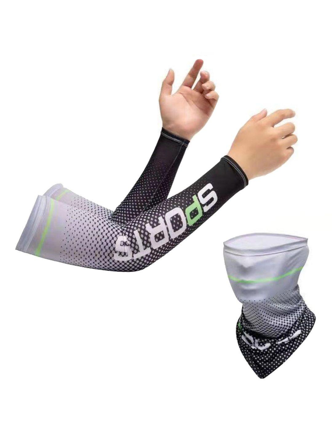 fabseasons grey & black set of 2 cooling arm sleeves & bandana