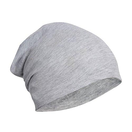 fabseasons grey cotton slouchy beanie and skull cap for summer, winter, autumn & spring season, can be used as a helmet cap too