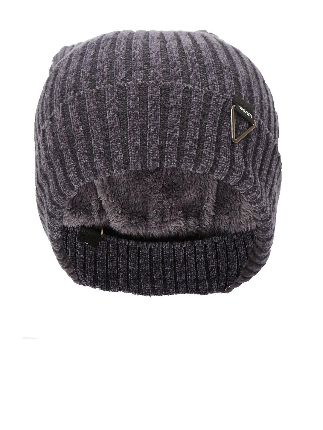 fabseasons grey solid acrylic woolen beanie