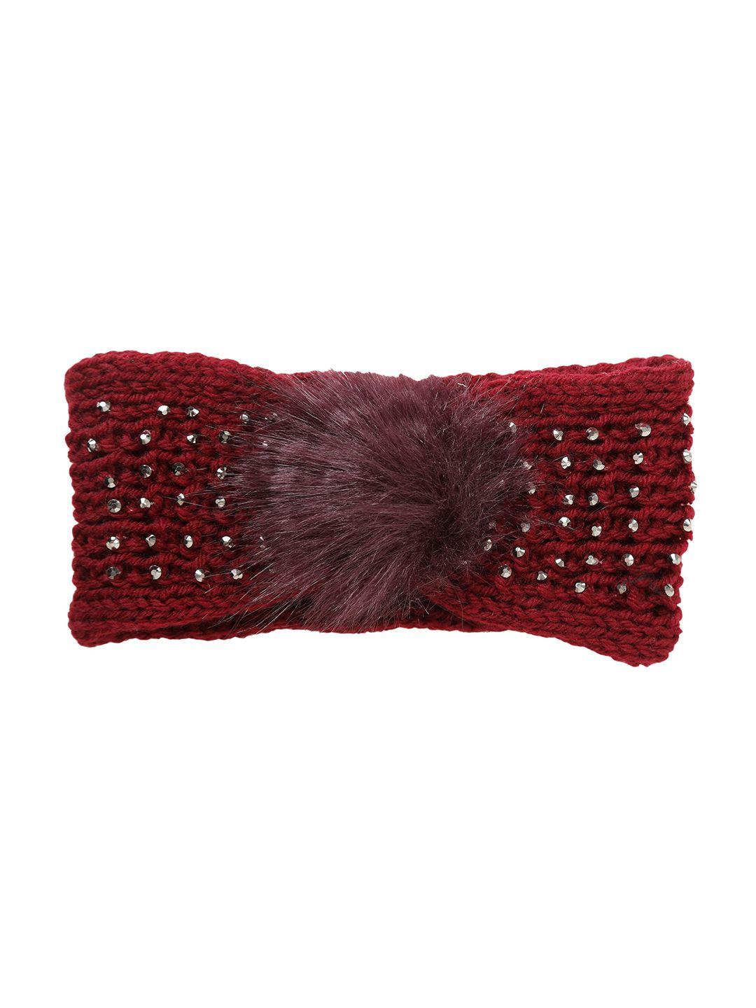 fabseasons kids maroon & burgundy acrylic stretchable winter headband