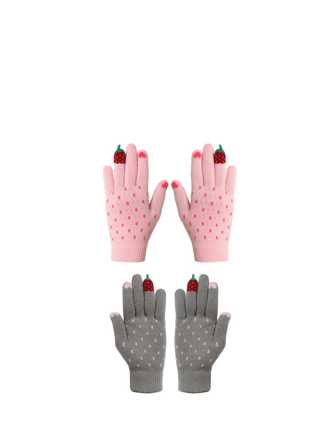 fabseasons kids pack of 2 patterned hand gloves