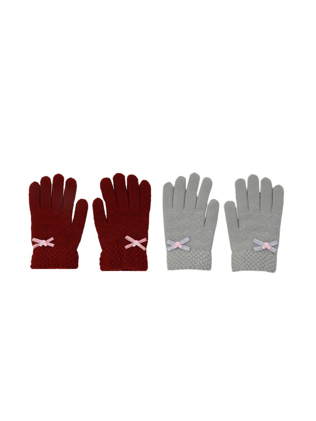 fabseasons kids set of 2 self-design winter gloves