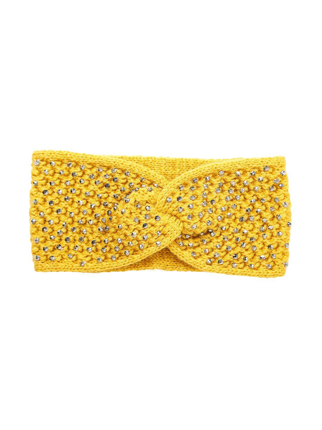 fabseasons kids yellow embellished stretchable winter headband