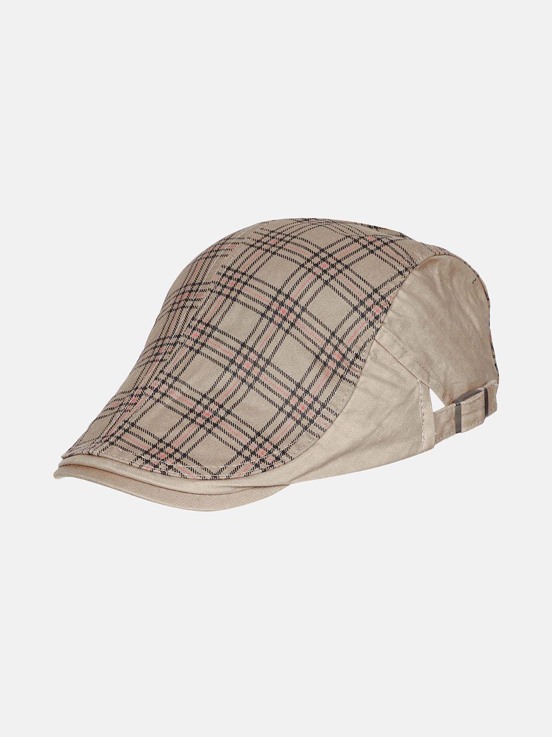 fabseasons men beige & black printed adjustable ascot cap