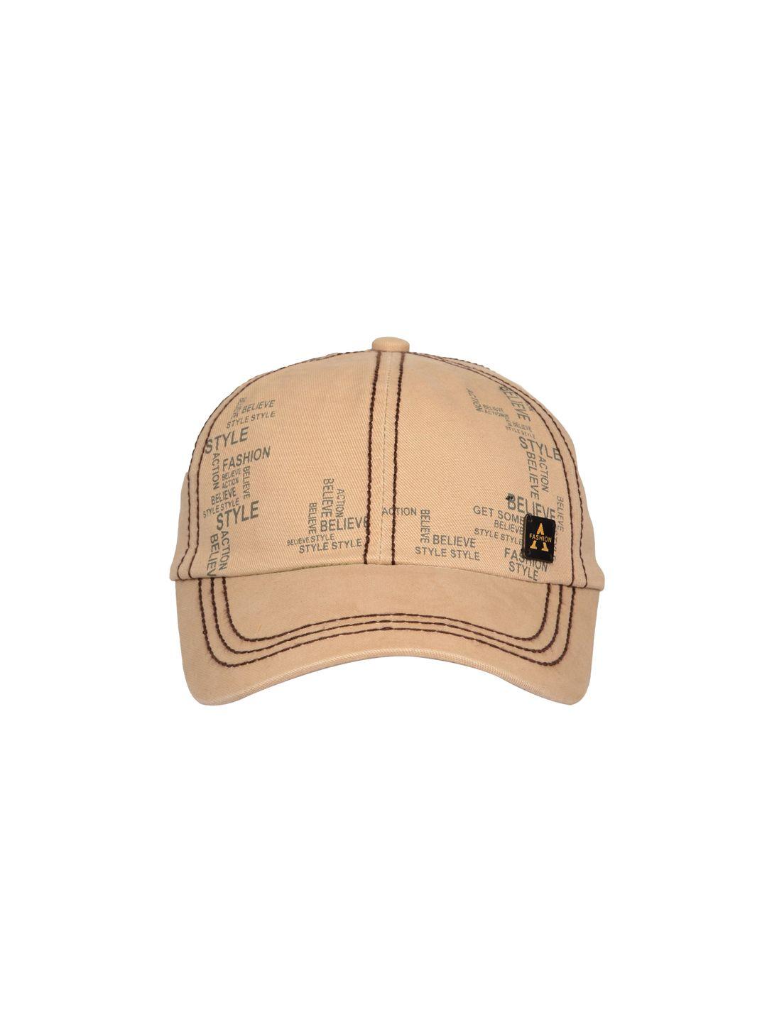 fabseasons men beige printed baseball cap