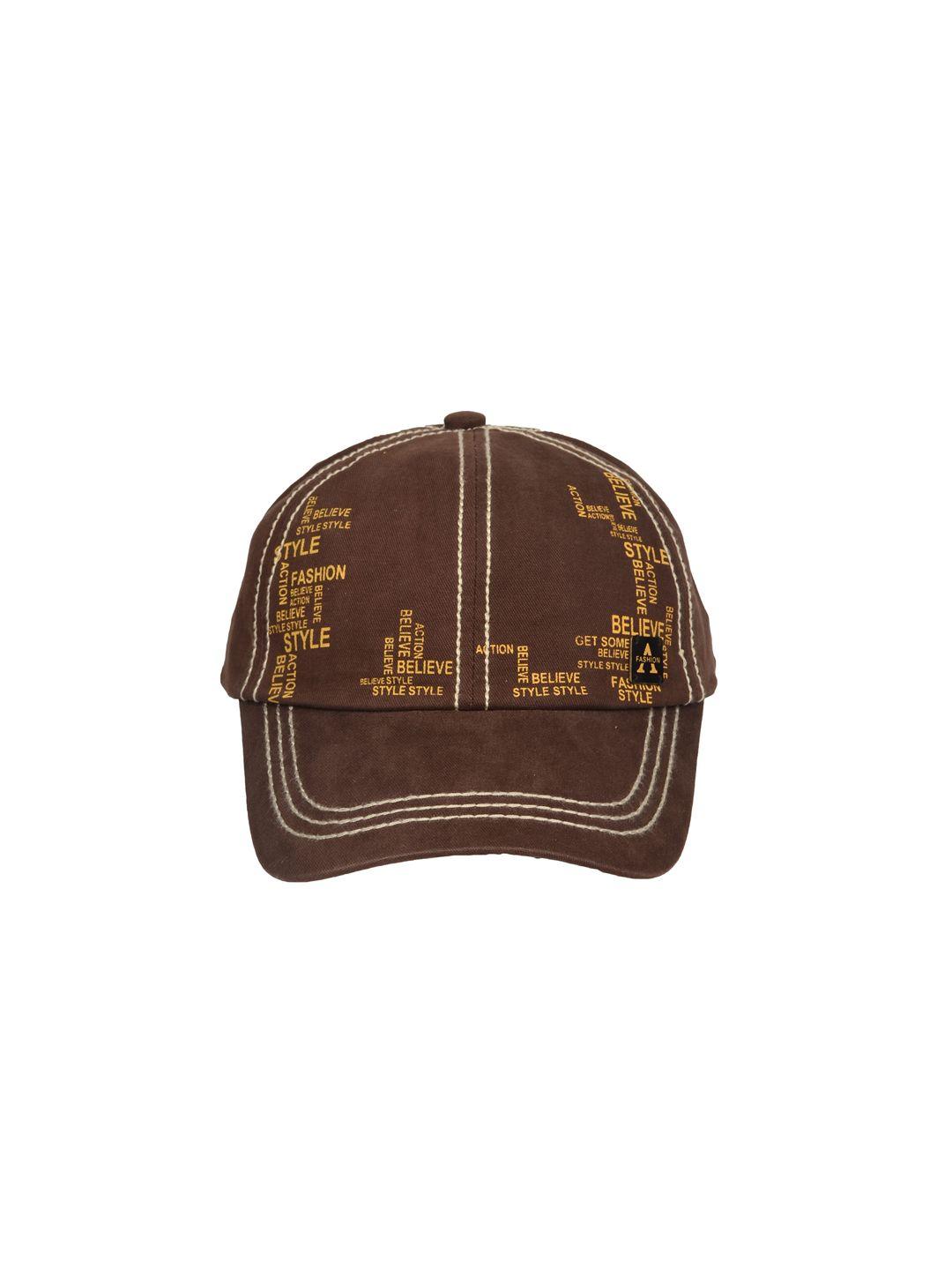 fabseasons men brown printed baseball cap