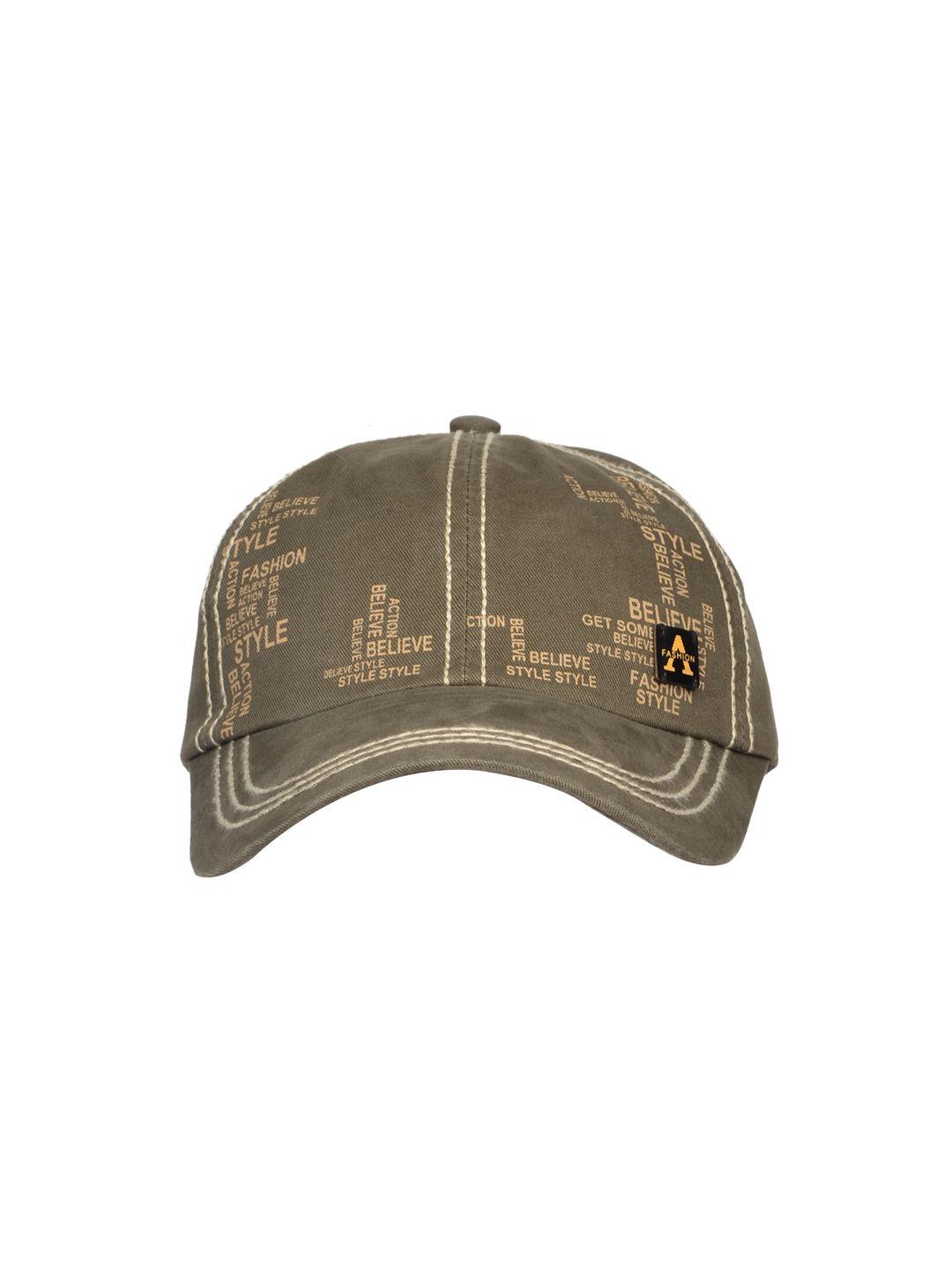 fabseasons men olive green printed baseball cap