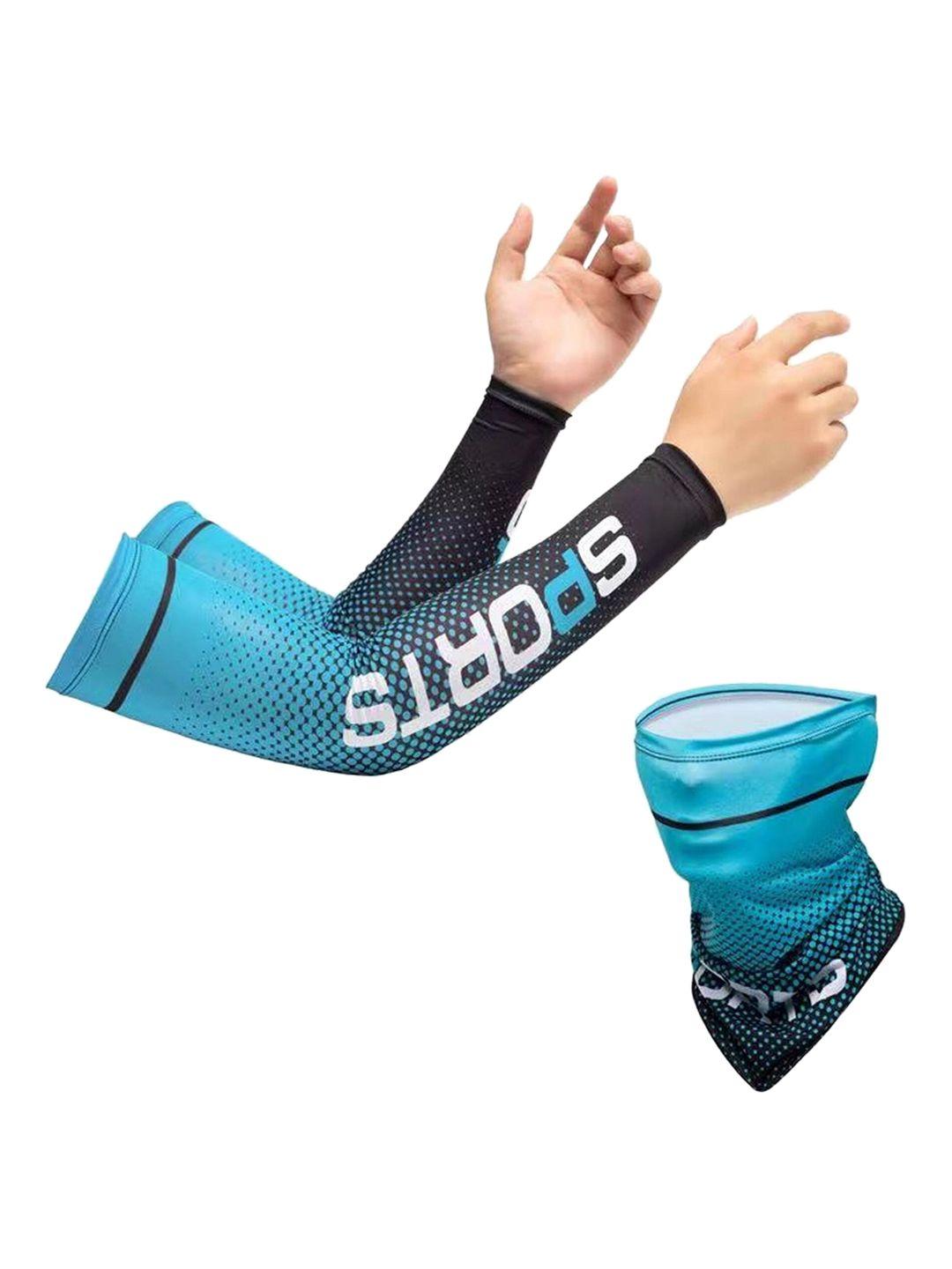 fabseasons set of 2 blue cooling arm sleeves & bandana