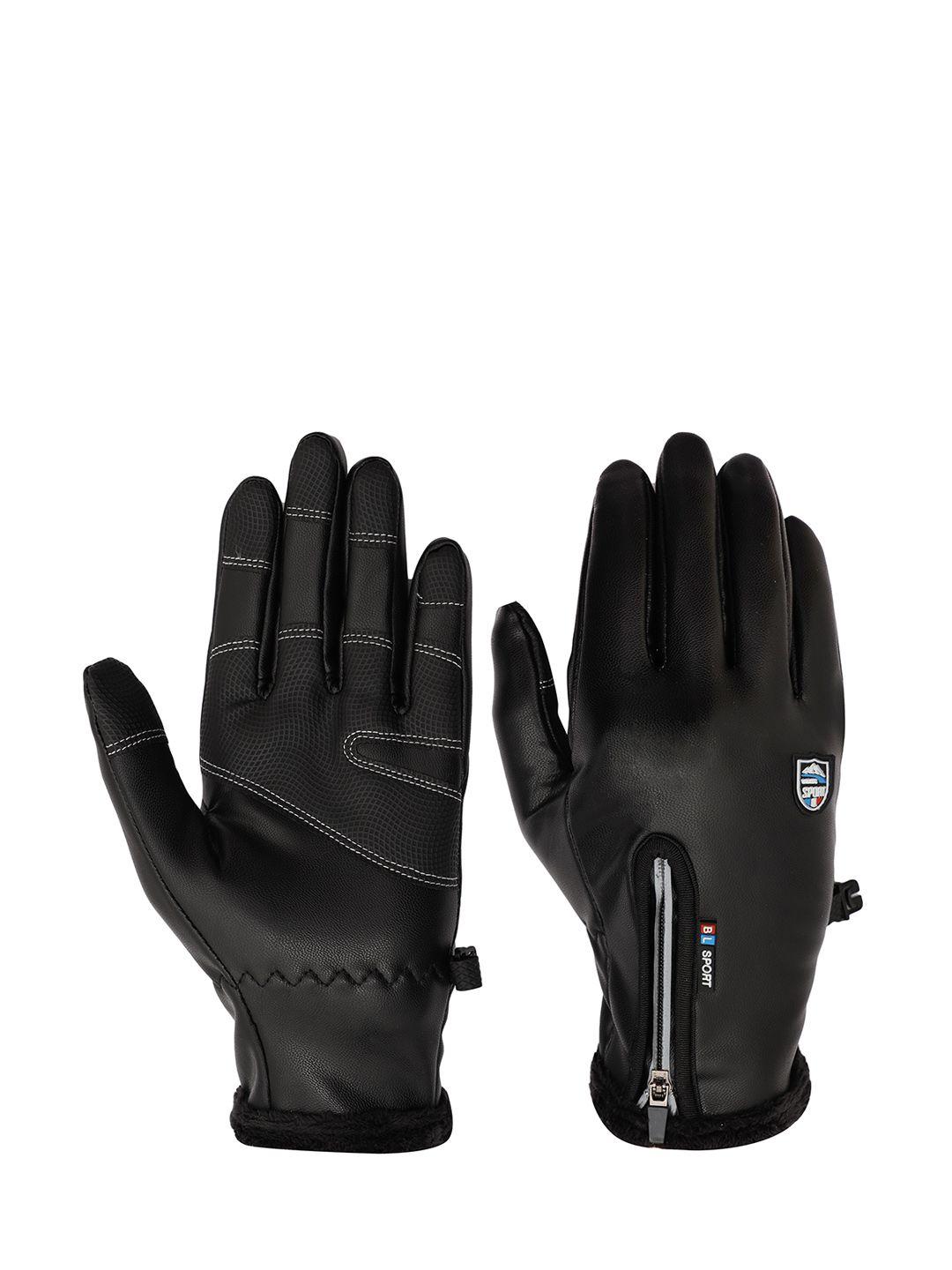 fabseasons unisex black patterned gloves