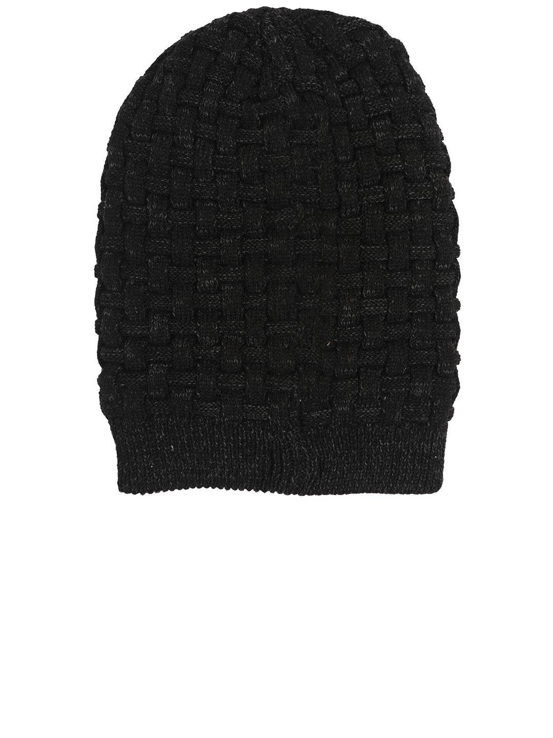 fabseasons unisex black self design beanie