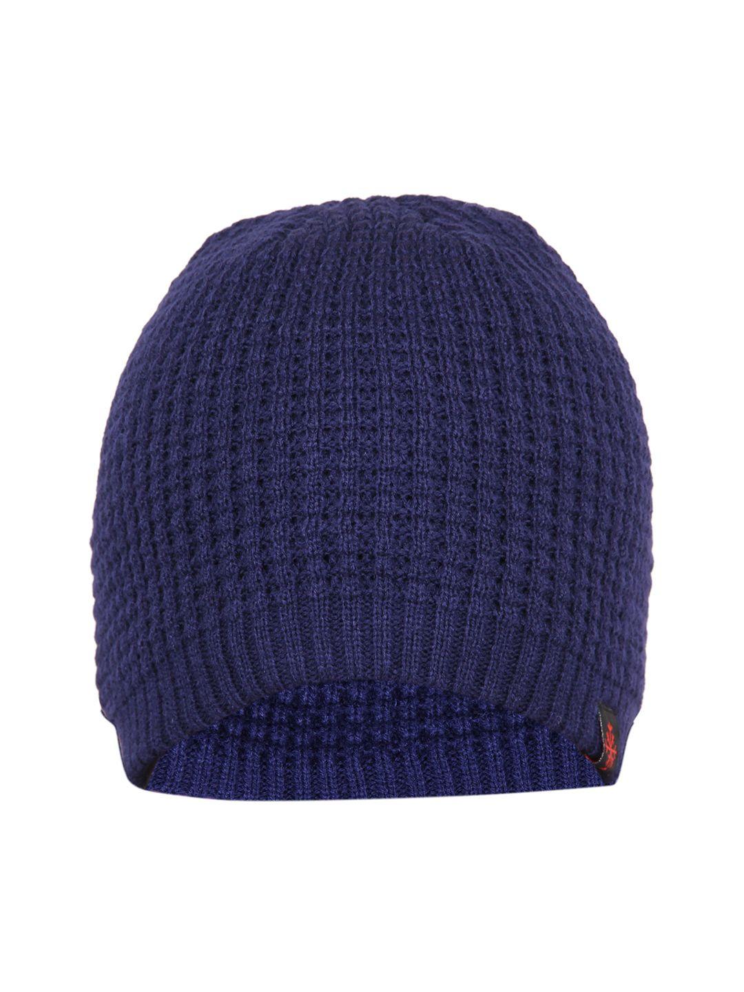 fabseasons unisex blue self design beanie