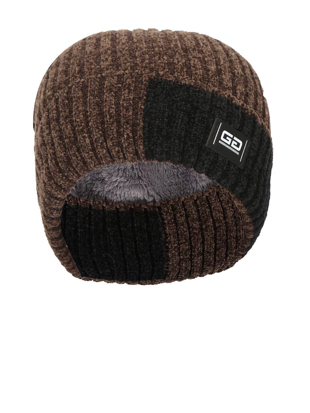 fabseasons unisex brown acrylic woolen beanie