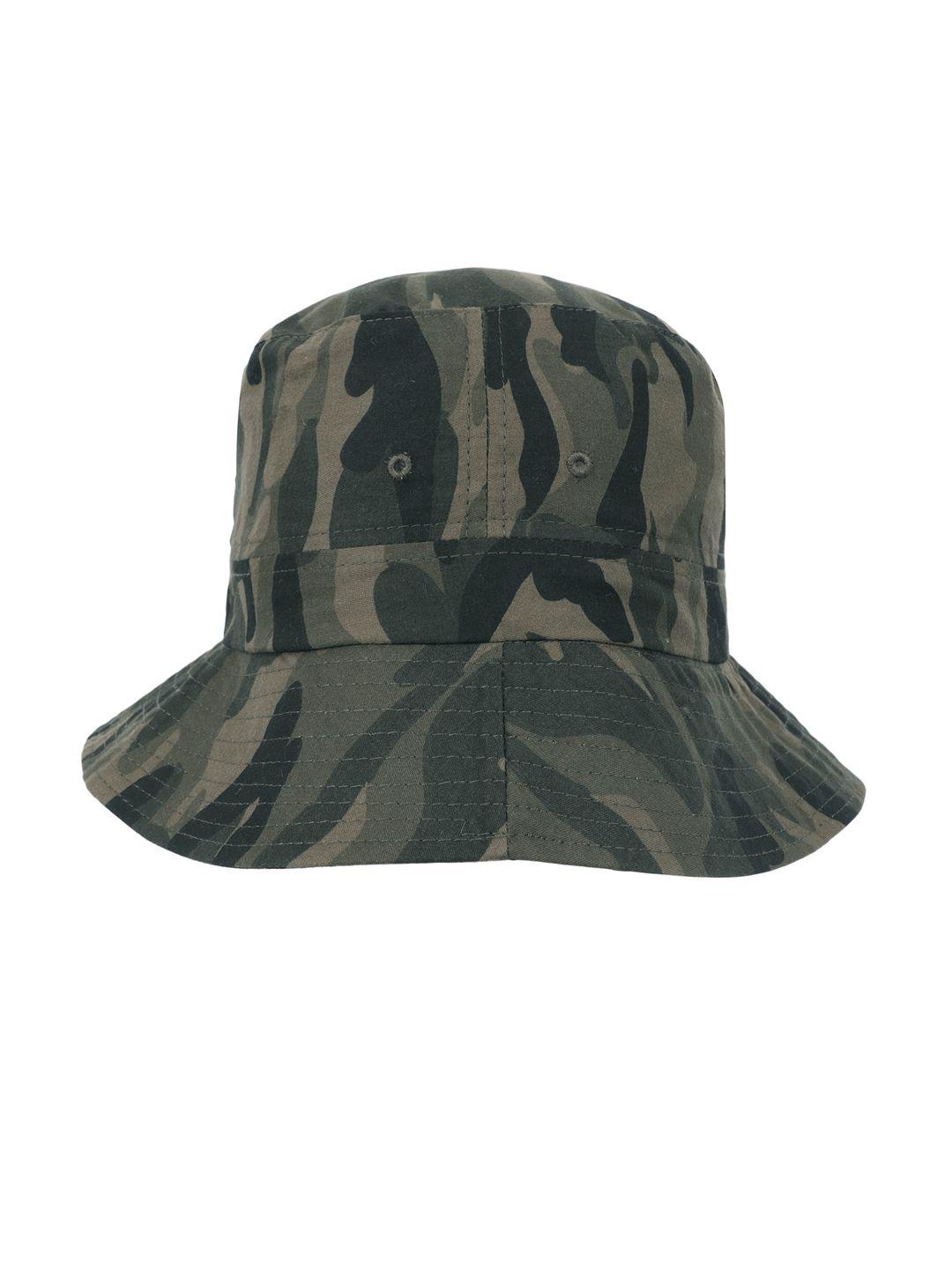 fabseasons unisex green camouflage printed cotton bucket hat