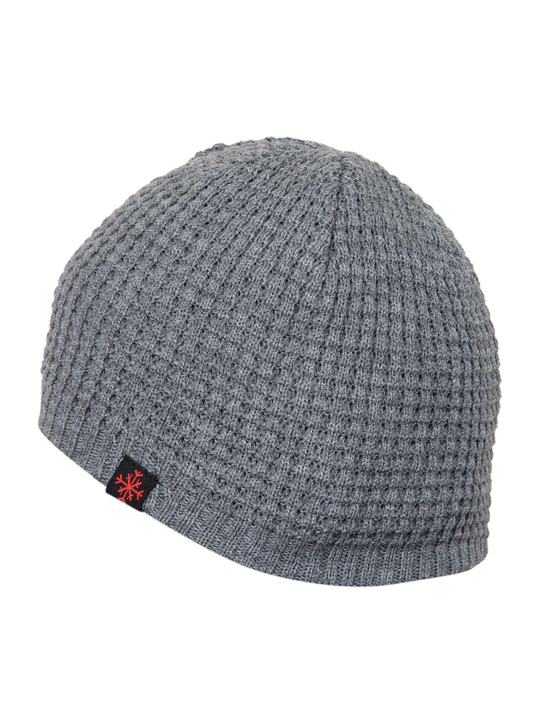 fabseasons unisex grey self design beanie