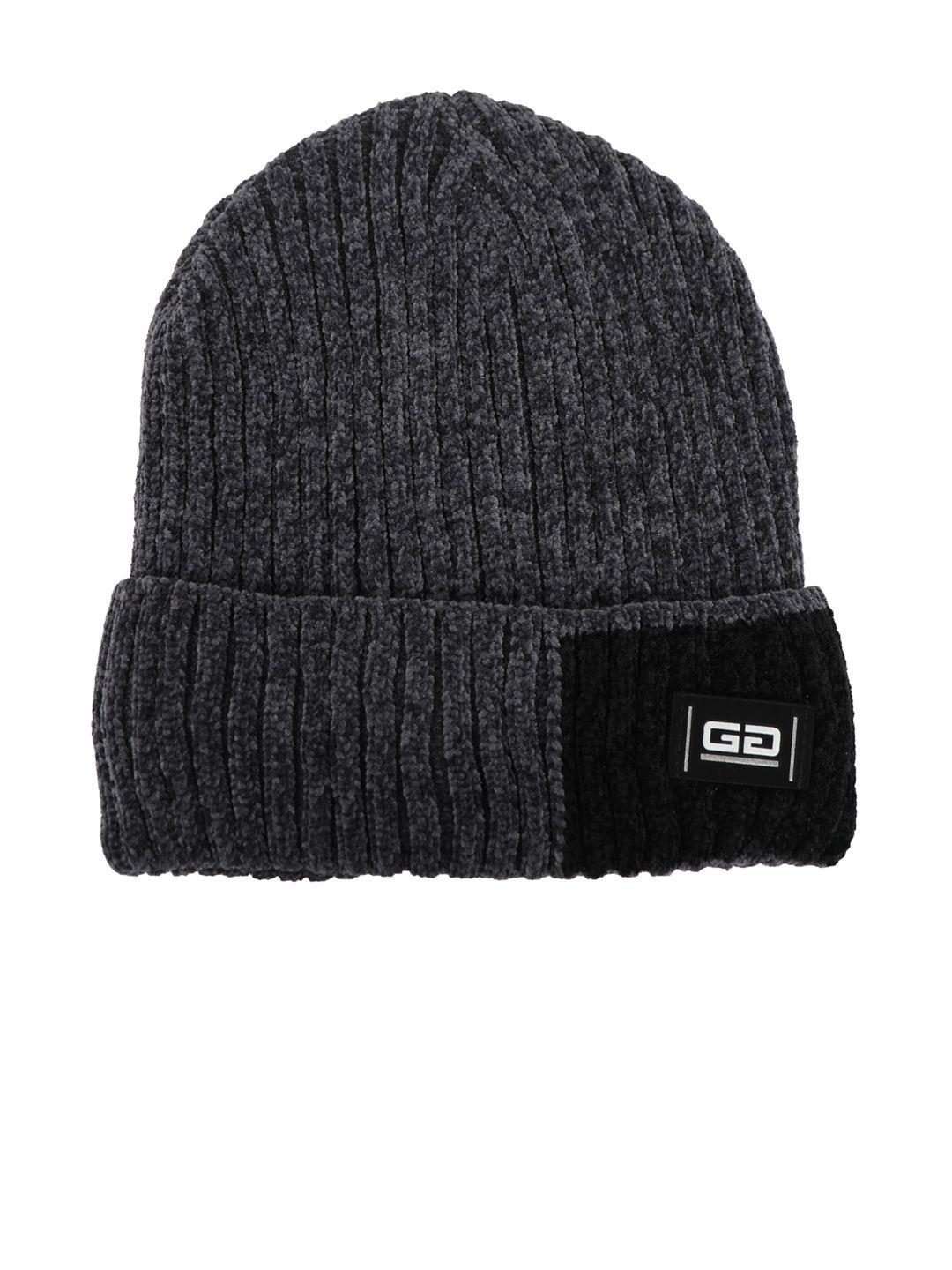 fabseasons unisex grey solid acrylic beanie