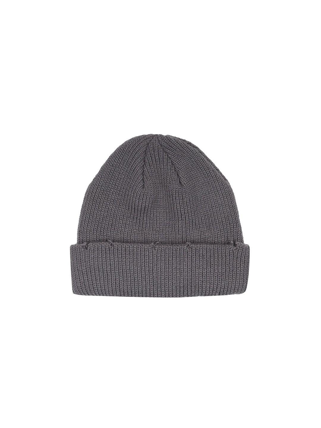 fabseasons unisex grey stretchable acrylic beanie