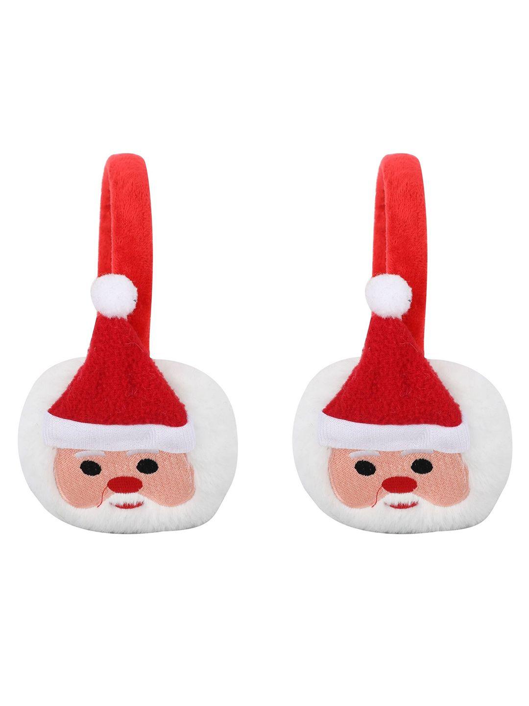 fabseasons unisex kids white & red set of 2 earmuffs