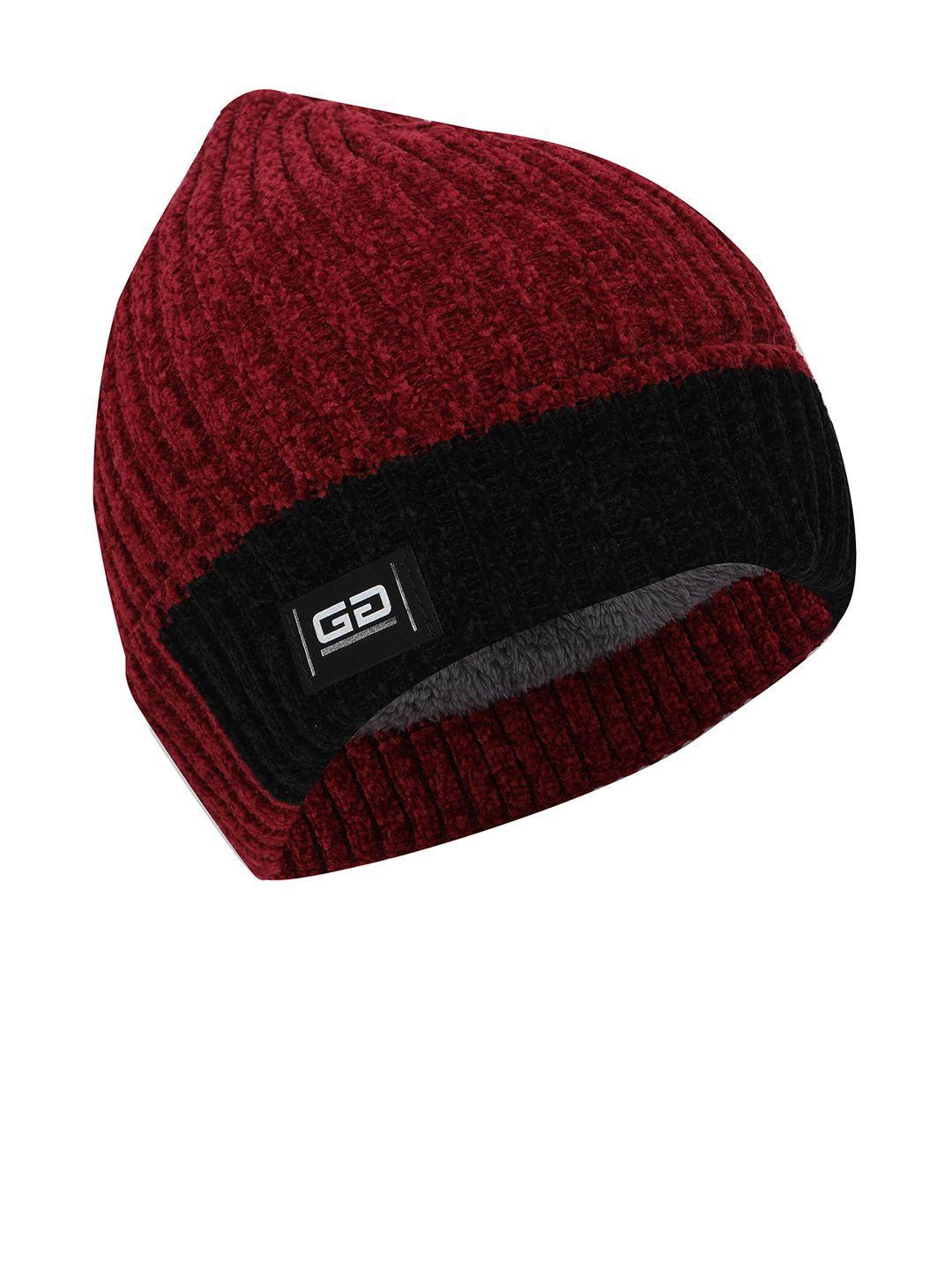 fabseasons unisex maroon & black beanie