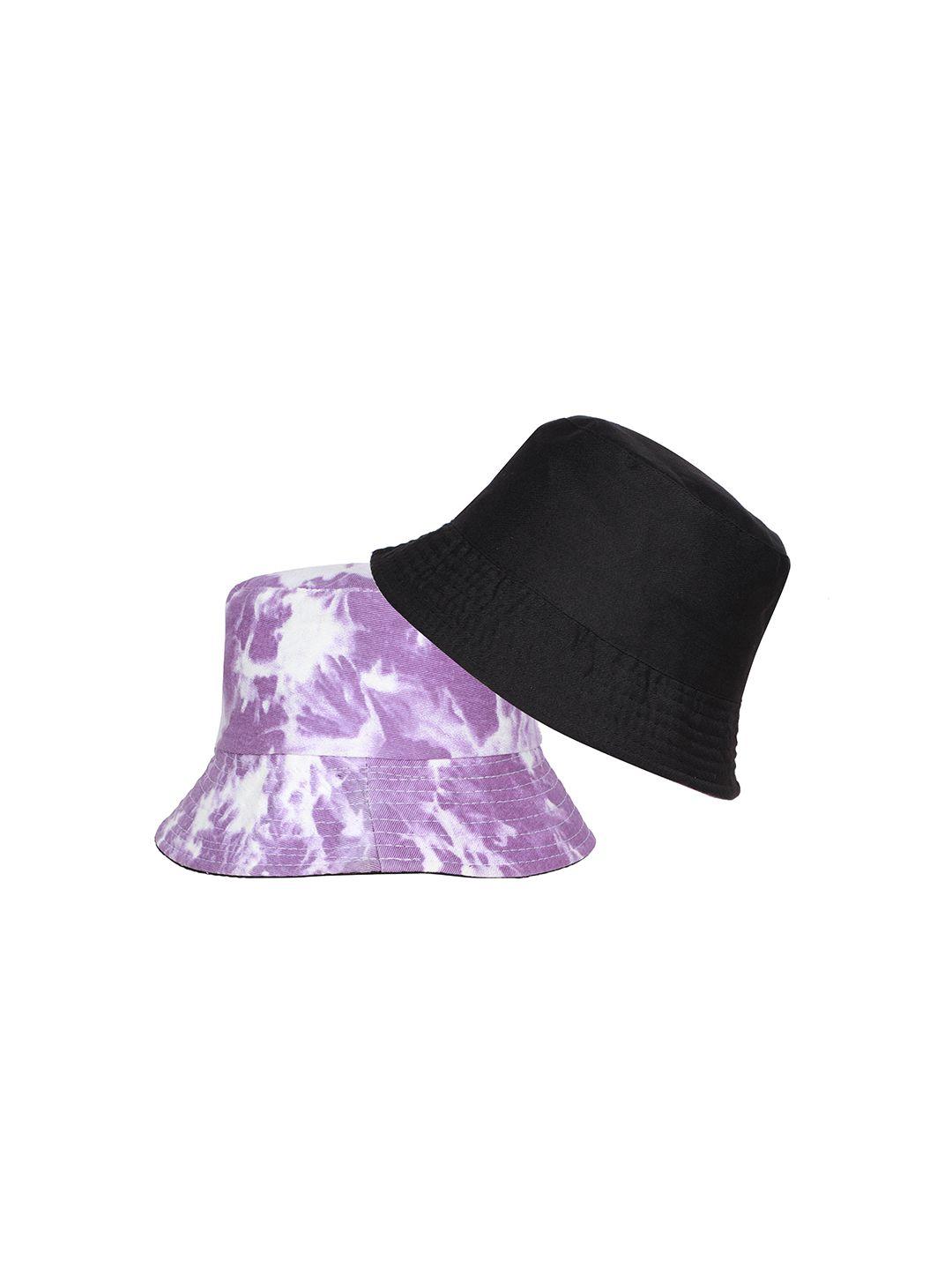 fabseasons unisex purple & white reversible printed visor cap