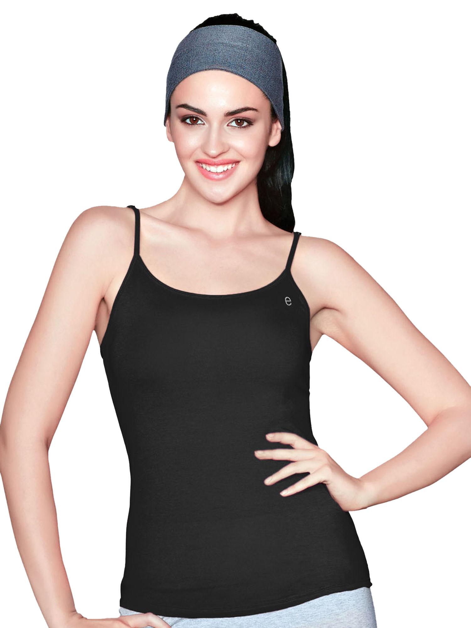 fabulous inners e001 stretch cotton camisole - black