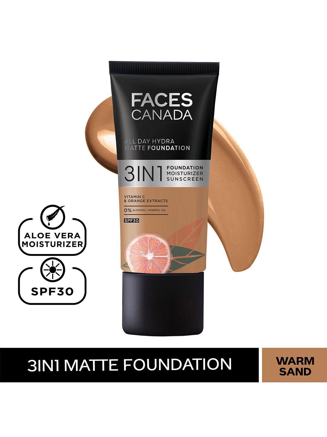 faces canada 3-in-1 all day hydra matte spf30 foundation 25ml - warm sand 042